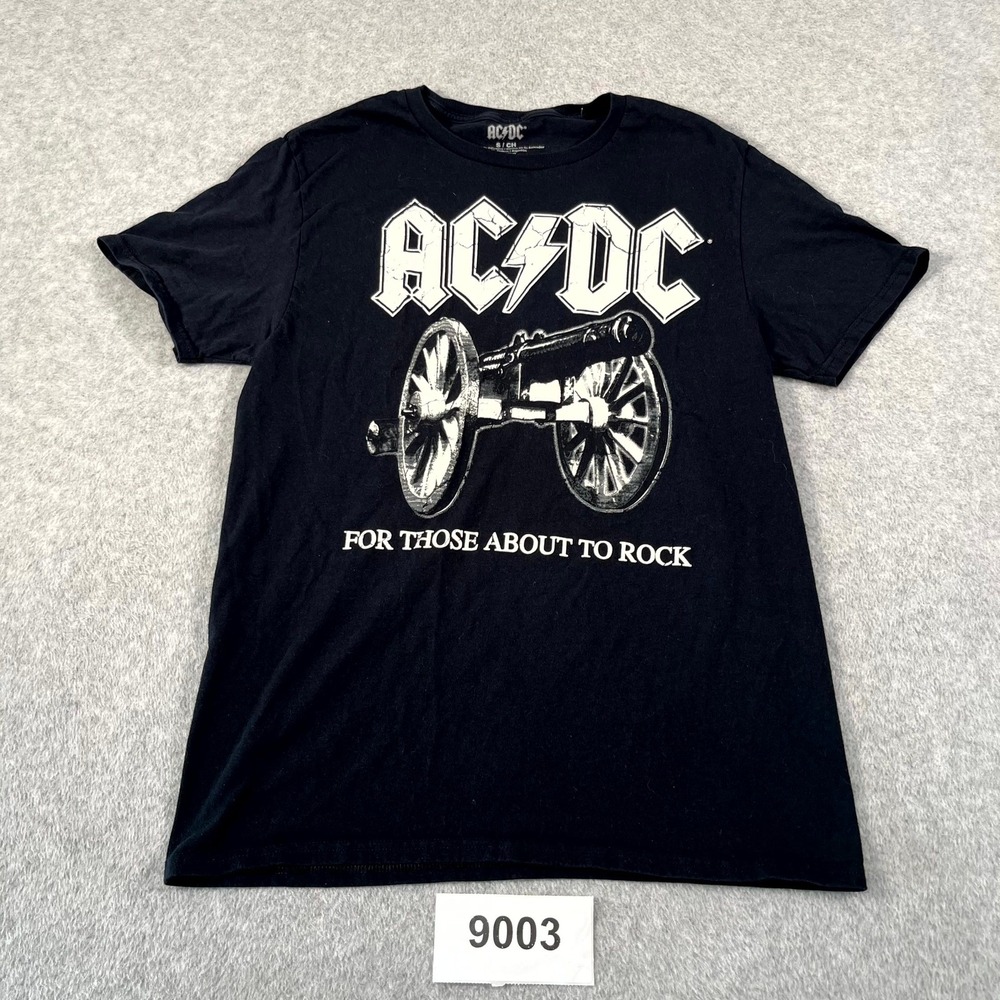 AC/DC For Those About to Rock T Shirt Mens Small Black Cotton Graphic Print